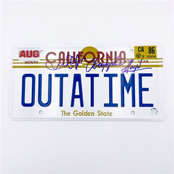 Michael J. Fox/Christopher Lloyd Autographed "Back to the Future" License Plate (Frozen Pond COA)