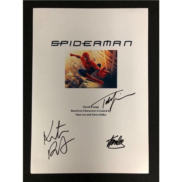 KIRSTEN DUNST, TOBEY MAGUIRE AND STAN LEE SIGNED SPIDER-MAN SCRIPT COVER (RA COA)