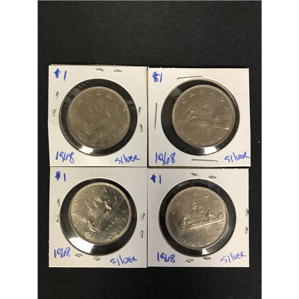 4 X 1968 CANADA SILVER DOLLARS