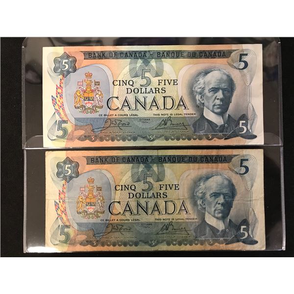 1979 CANADIAN 5 DOLLAR BILLS LOT