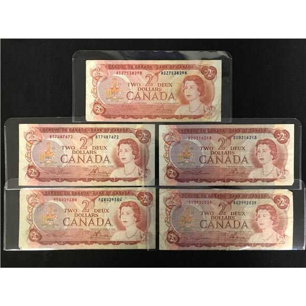 1974 CANADIAN 2 DOLLAR BILLS LOT