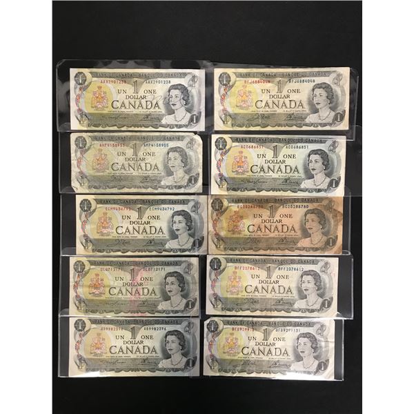 CANADIAN ONE DOLLAR BILL LOT