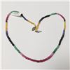 Image 1 : 10K  NATURAL RUBY SAPPHIRE AND EMERALD 16"(36CT) NECKLACE