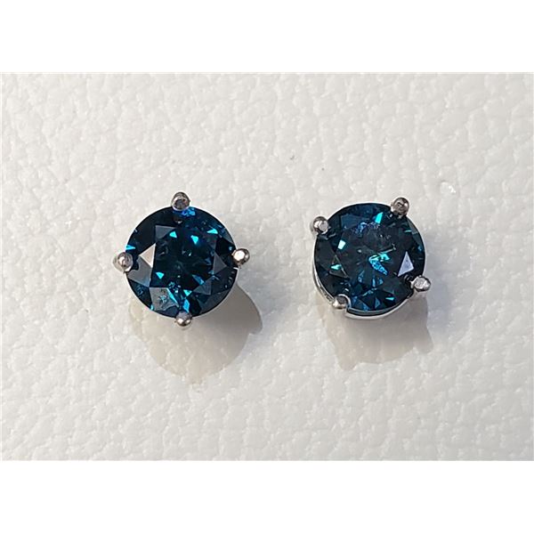 14K DIAMOND(0.88CT,BLUE) EARRINGS