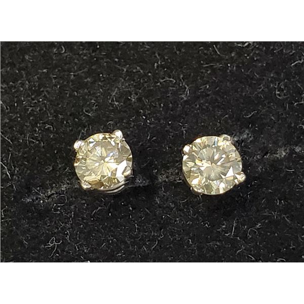 14K DIAMOND(0.5CT,GREENISH YELLOW) EARRINGS