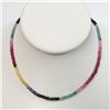 Image 1 : 10K  BLUE & YELLOW SAPPHIRES, RUBIES & EMERALDS(36CT) NECKLACE 16"