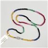 Image 2 : 10K  BLUE & YELLOW SAPPHIRES, RUBIES & EMERALDS(36CT) NECKLACE 16"
