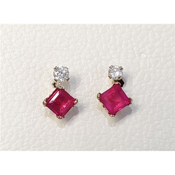 10K  RUBY(0.44CT) DIAMOND(0.06CT) EARRINGS
