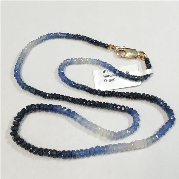 10K  BLUE AND WHITE SAPPHIRES(53CT) NECKLACE 16"