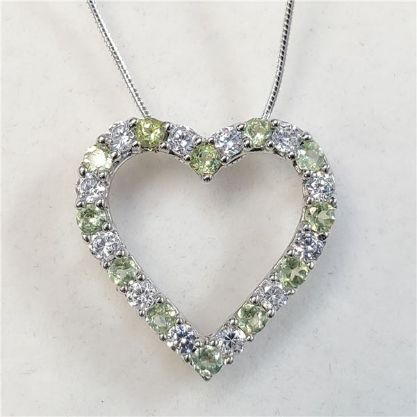 SILVER PERIDOT NECKLACE 17"