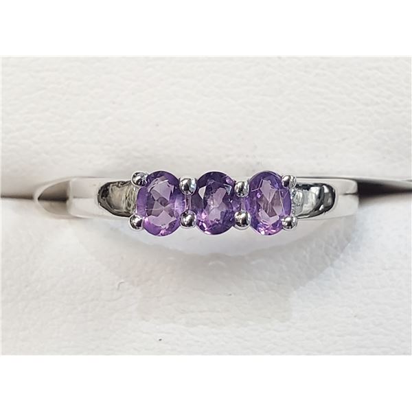 SILVER AFRICAN AMETHYST(0.5CT) RING SIZE 8.75