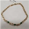 Image 1 : 10K EMERALD(0.5CT) DIAMOND(0.04CT) BRACELET 7"