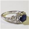 Image 2 : SILVER RHODIUM PLATED SAPPHIRE(1CT) RING SIZE 7.5