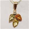 Image 1 : 14K ORANGE SAPPHIRE(1.4CT) DIAMOND(0.04CT) NECKLACE
