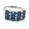 Image 1 : SILVER BLUE SAPPHIRE(3.65CT) RING SIZE 7