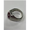 Image 2 : SILVER RUBY (9CT) RING SIZE 7 MISSING ONE STONE