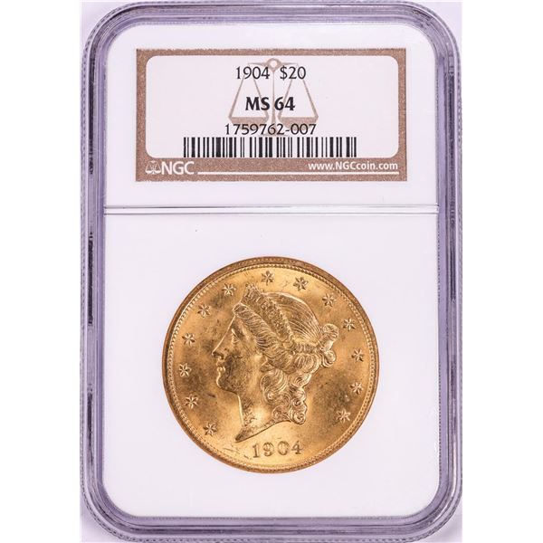1904 $20 Liberty Head Double Eagle Gold Coin NGC MS64