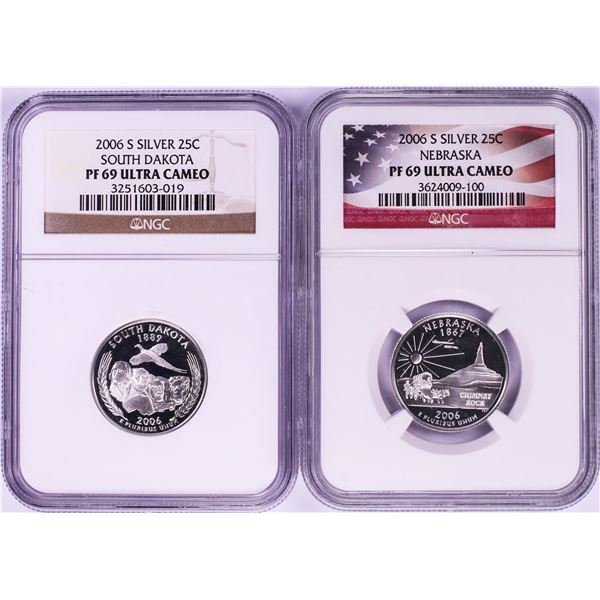 Lot of (2) 2006-S Proof Silver State Quarter Coins NGC PF69 Ultra Cameo