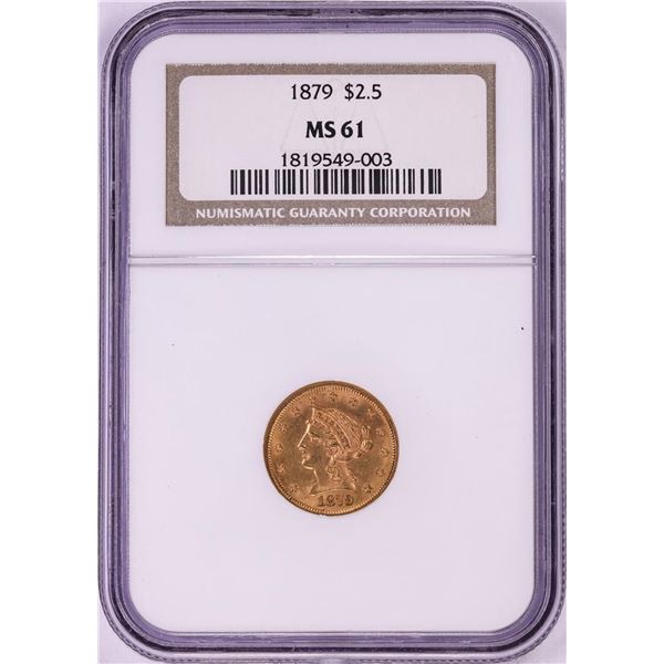 1879 $2 1/2 Liberty Head Quarter Eagle Gold Coin NGC MS61