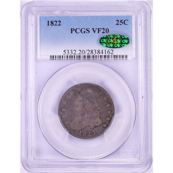 1822 Capped Bust Quarter Coin PCGS VF20 CAC