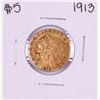 Image 1 : 1913 $5 Indian Head Half Eagle Gold Coin
