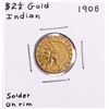 Image 1 : 1908 $2 1/2 Indian Head Quarter Eagle Gold Coin Solder on Rim