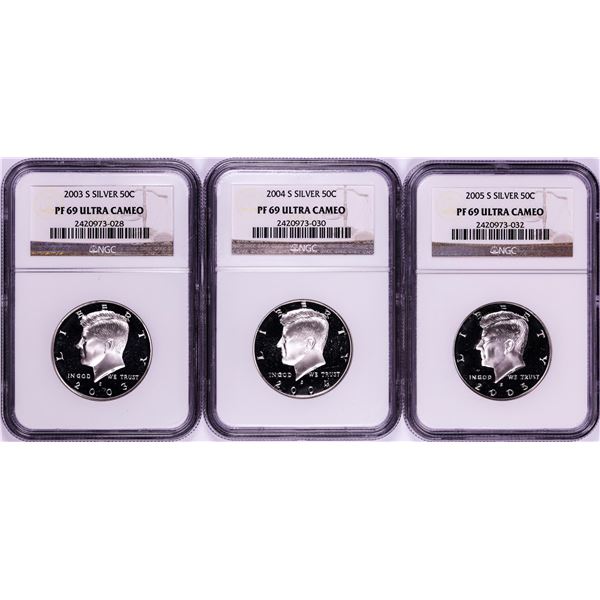 2003-S to 2005-S Silver Proof Kennedy Half Dollar Coins NGC PF69 Ultra Cameo