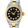 Image 1 : Rolex Ladies Two Tone Black Diamond Oyster Perpetual Datejust Wristwatch