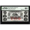 Image 1 : 1860's $2 Salmon Falls Bank Rollinsford, NH Obsolete Note PMG Ch. Uncirculated 64EPQ