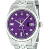 Image 1 : Rolex Men's Stainless Steel Purple Diamond Datejust Oyster Perpetual Wristwatch