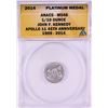 Image 1 : 2014 Proof 1/10 oz Platinum JFK Apollo 11 Anniversary Medal ANACS MS68