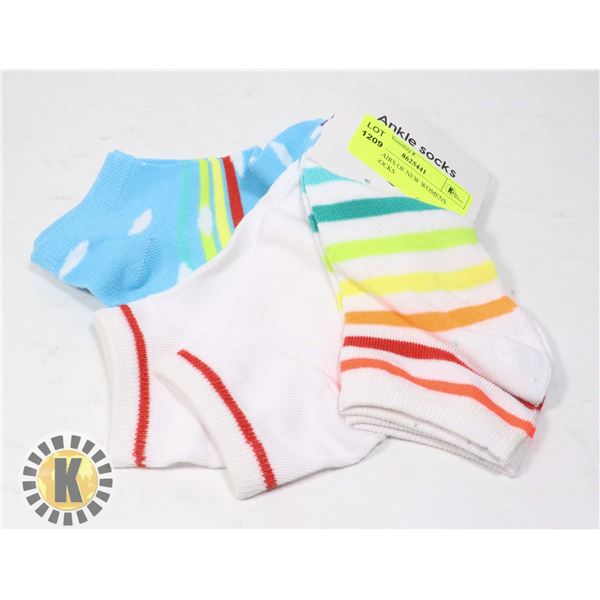 THREE PAIRS OF NEW WOMENS ANKLE SOCKS