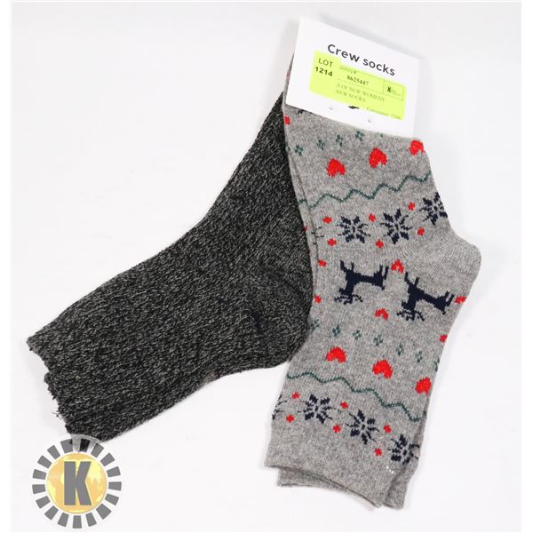 TWO PAIRS OF NEW WOMENS WINTER CREW SOCKS