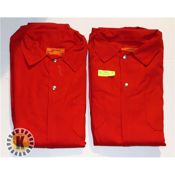 2 PAIRS OF RED ONE-PIECE COVERALLS - SIZE 58T