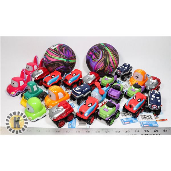 FLAT OF NEW KIDS TOYS INCLUDING MARVEL CARS, VTECH