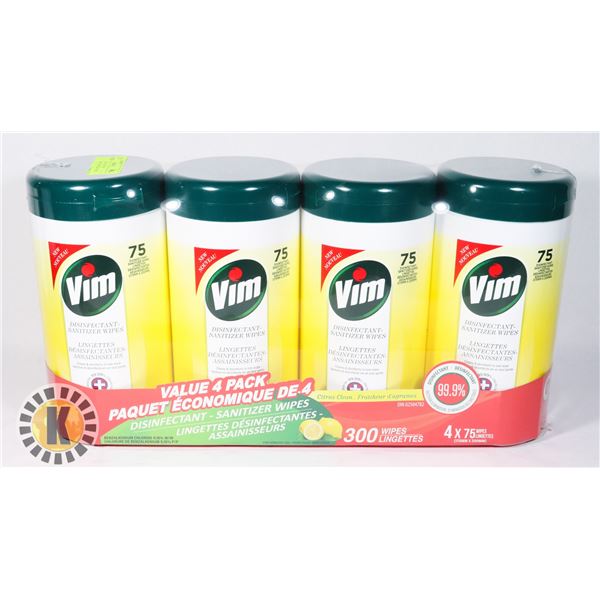 NEW VALUE 4 PACK VIM DISINFECTANT SANITIZER WIPES