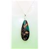 8)  GREEN JADE WITH COPPER BORNITE ELONGATED