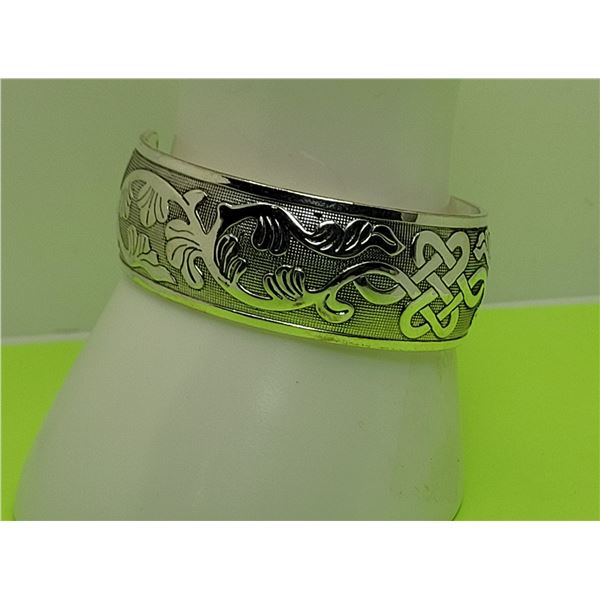 2)  TIBETAN SILVER 1/2" WIDE TOTEM CUFF BRACELET.