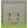 19)  GOLD PLATED 925 SILVER PEARL STUD EARRINGS.