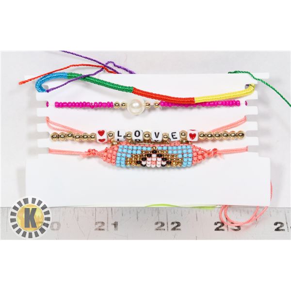 5 NEW BEADED BRACELETS