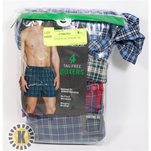 MENS 4 PACK PLAID BOXERS 2XL