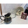 Vintage Bundt cake pan, lidded candy dish and silver plate