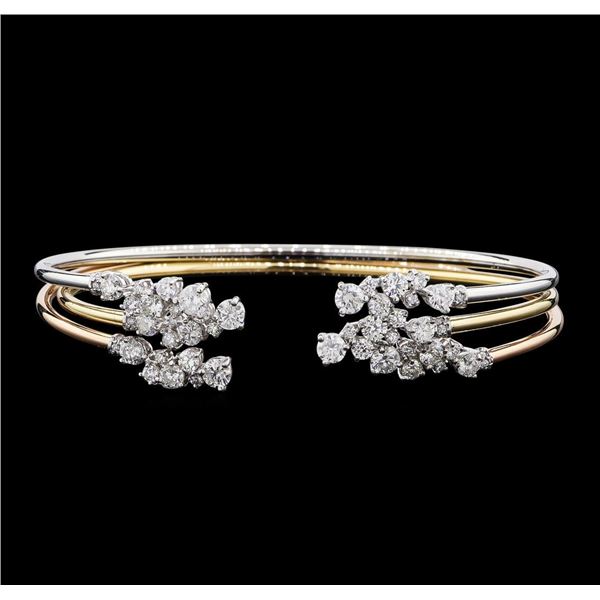 3.34 ctw Diamond Bangle Bracelets - 14KT Yellow, White, and Rose Gold