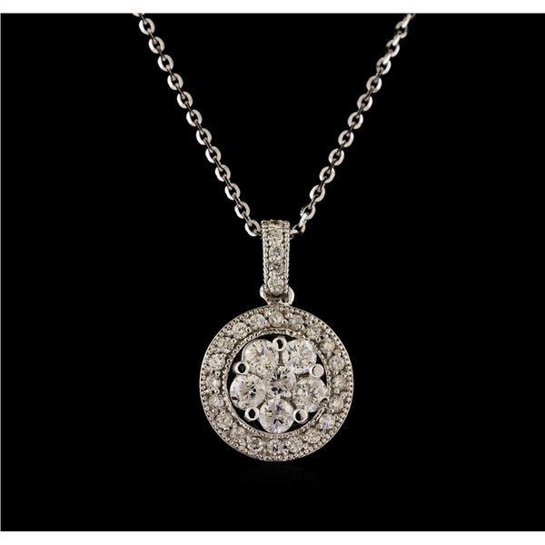 14KT White Gold 0.91 ctw Diamond Pendant With Chain