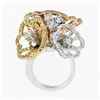 Image 8 : FINE 18K Tri Color Gold 3.20 ctw Moving Diamond Large Flower Bouquet Cocktail Ri