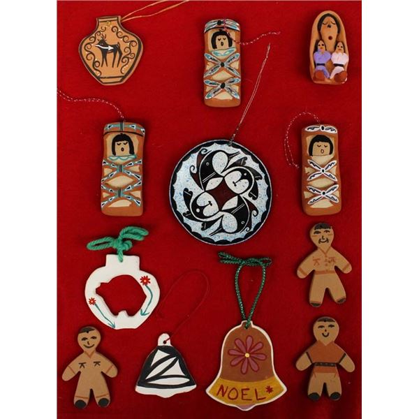 12 Native American Pottery Ornaments