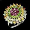 Image 2 : Natural Rhodolite Garnet Chrome Diopside Sapphire Ring