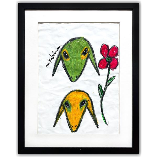 Menashe Kadishman- Pastel on Paper "Untitled"