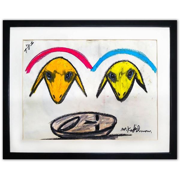 Menashe Kadishman- Pastel on Paper "Untitled"