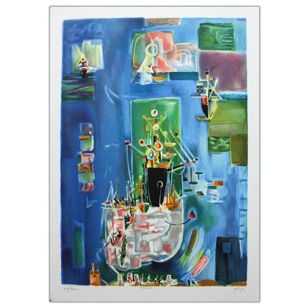 Nachum Gutman- Original Lithograph "Blue Ships"